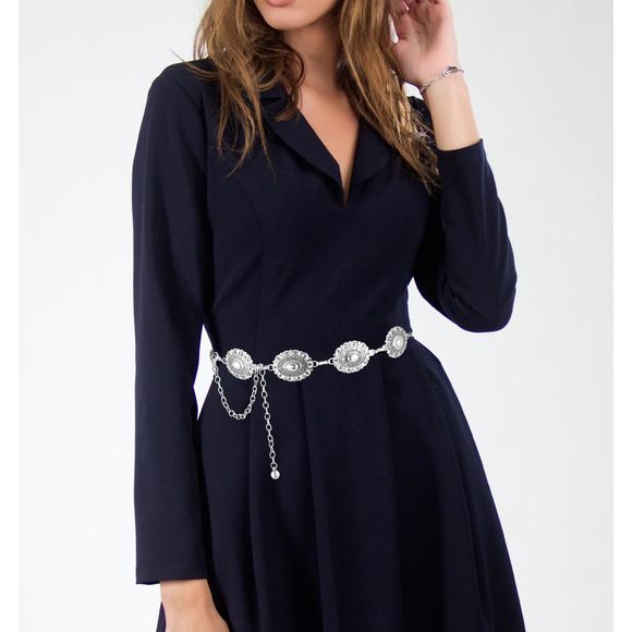 Women Western Metal Chain Belt, 45'' Silver Waist Chain Chunky Belt For😸 - Picture 4 of 8